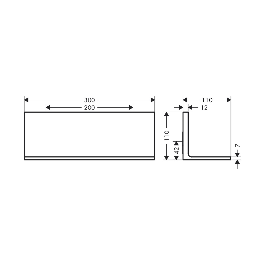 Hansgrohe 42644000 Universal Rectangular Shelf 12"