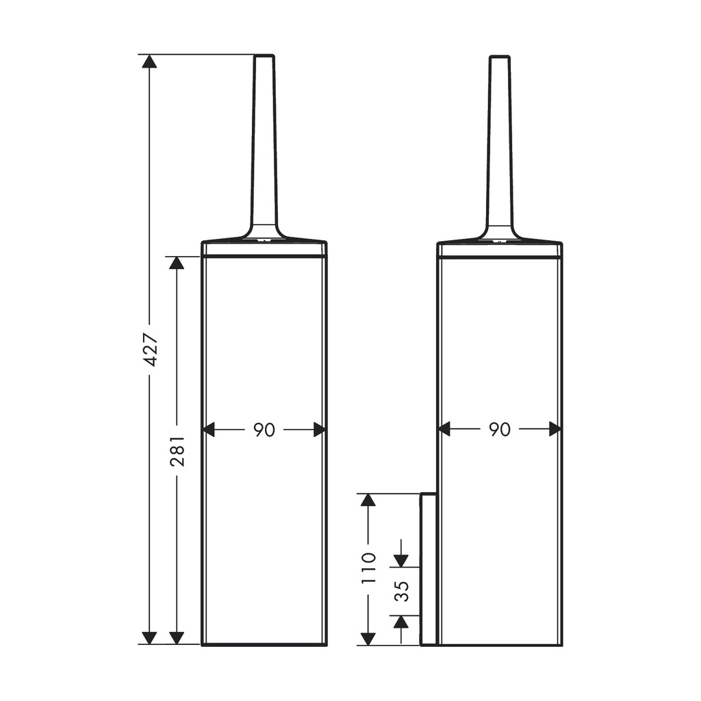 Hansgrohe 42655000 Universal Rectangular Toilet Brush Holder Wall-Mounted