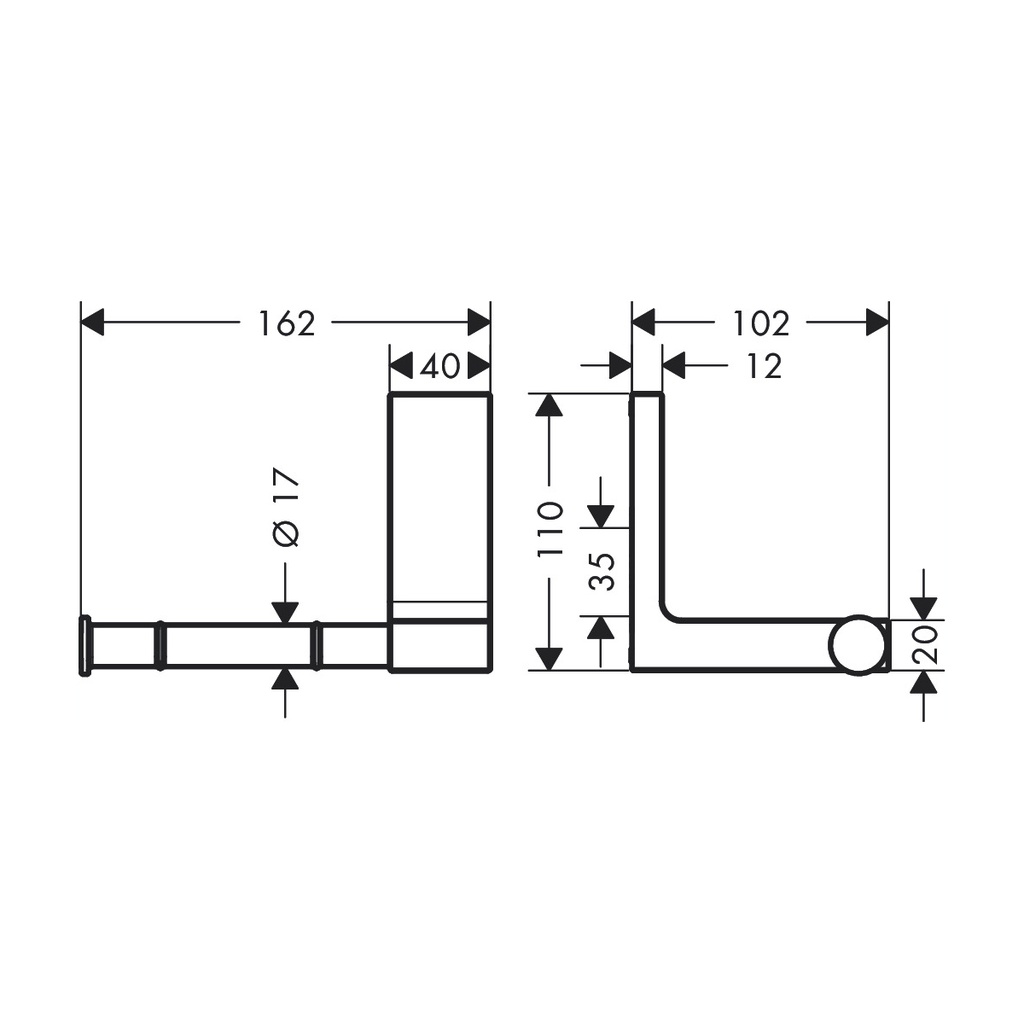 Hansgrohe 42656000 Universal Rectangular Toilet Paper Holder