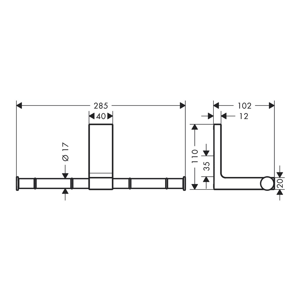 Hansgrohe 42657000 Universal Rectangular Toilet Paper Holder Double