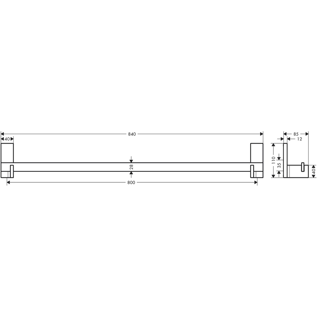 Hansgrohe 42683000 Universal Rectangular Towel Bar 32"