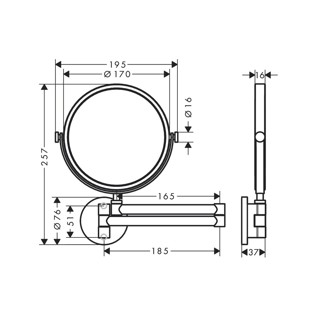 Hansgrohe 42849000 Universal Circular Shaving Mirror