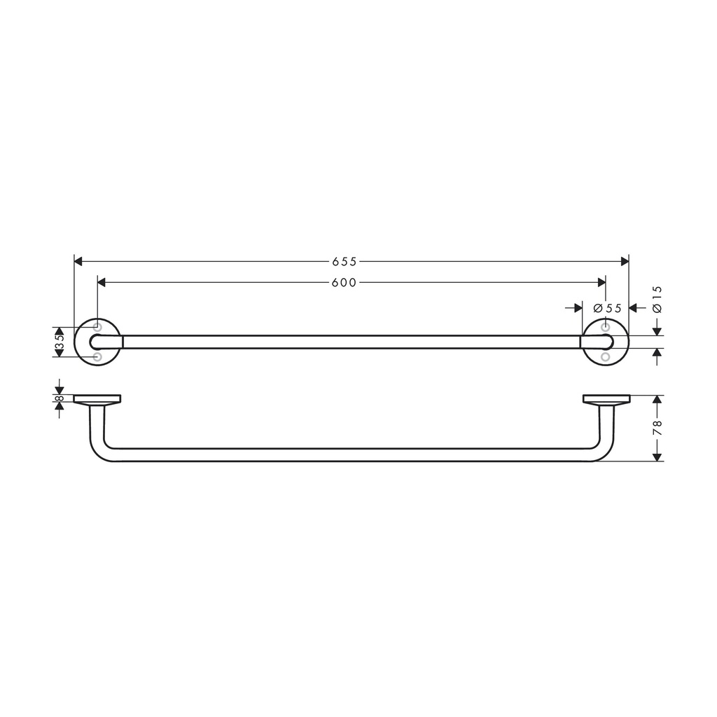 Hansgrohe 42860250 Universal Circular Towel Bar 24"