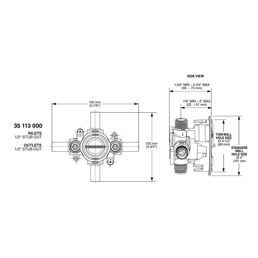 Grohe 35113000 Grohsafe PBV Rough-in Valve 5