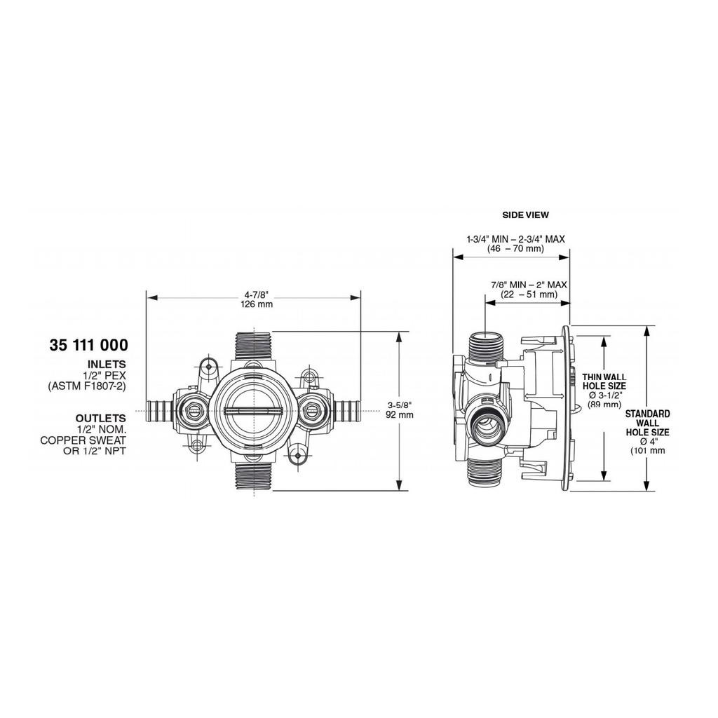 Grohe 35111000 Grohsafe Pressure Balance Rough-in Valve 4
