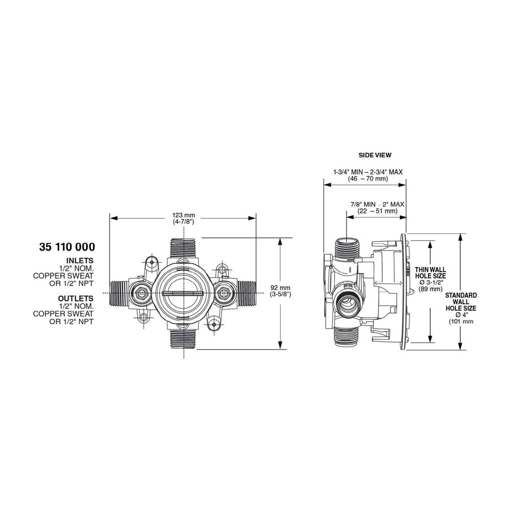 Grohe 35110000 Grohsafe Pressure Balance Rough-in Valve 5