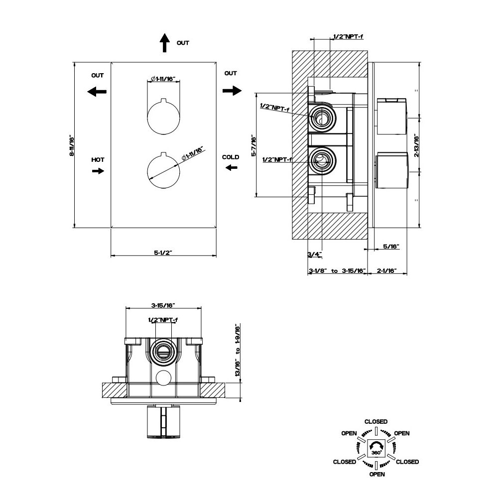 Gessi 38799 Emporio Three Way Thermostatic Diverter And Volume Control Chrome 2