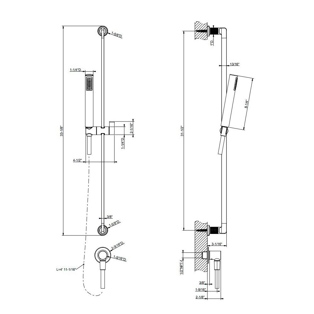 Gessi 58142 Sliding Rail With Anti-Limestone Handshower Chrome 2