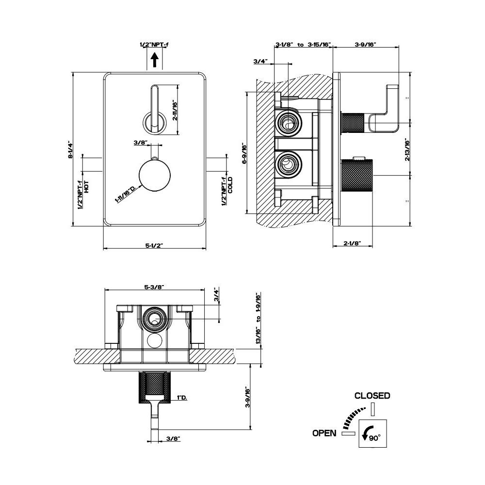 Gessi 58132 Inciso 1 Way Thermostatic Diverter And Volume Control Chrome 2