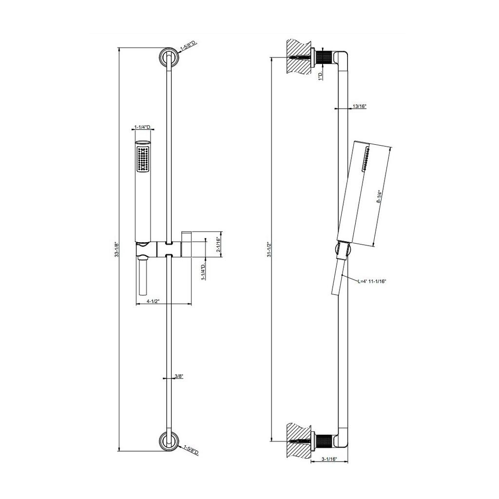 Gessi 58145 Inciso Sliding Rail With Anti-Limestone Handshower Chrome 2