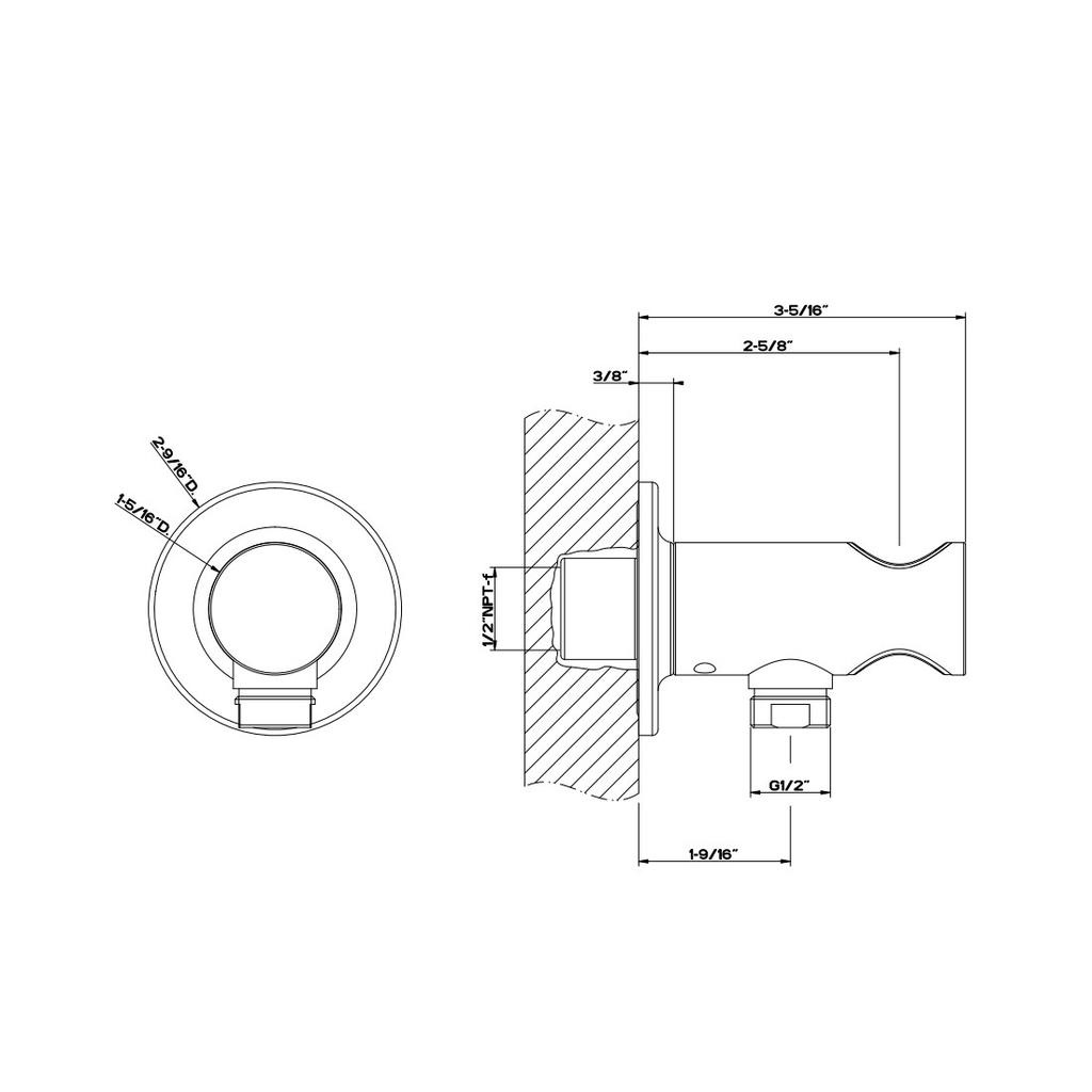 Gessi 58161 Inciso Handshower Hook With 1/2 Connection Water Outlet Chrome 2