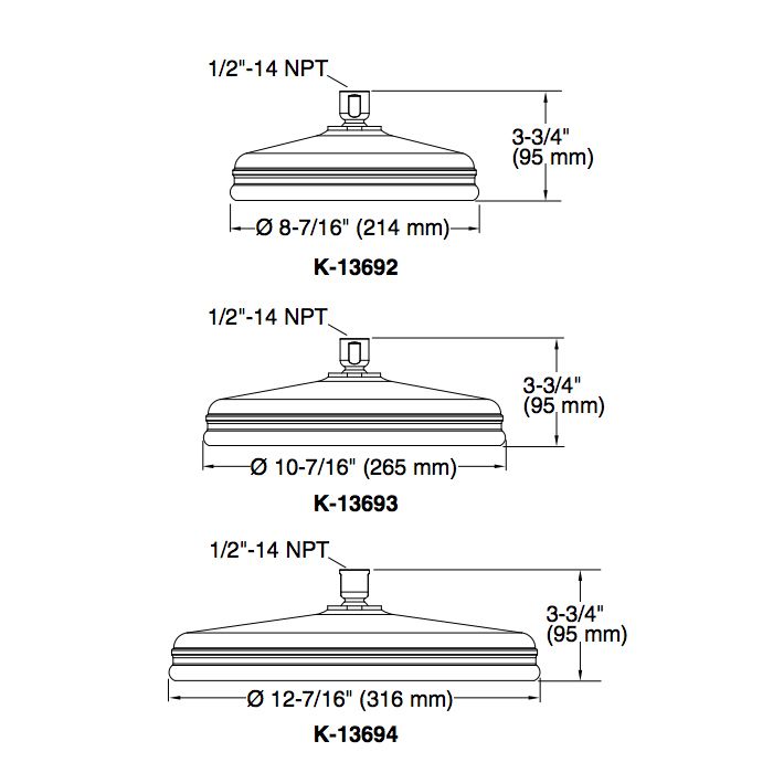 Kohler 13692-2BZ Traditional Round 8 Rainhead With Katalyst Air-Induction Spray 2.5 Gpm 2