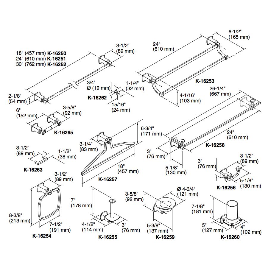 Kohler 16250-AF Margaux 18 Towel Bar 2