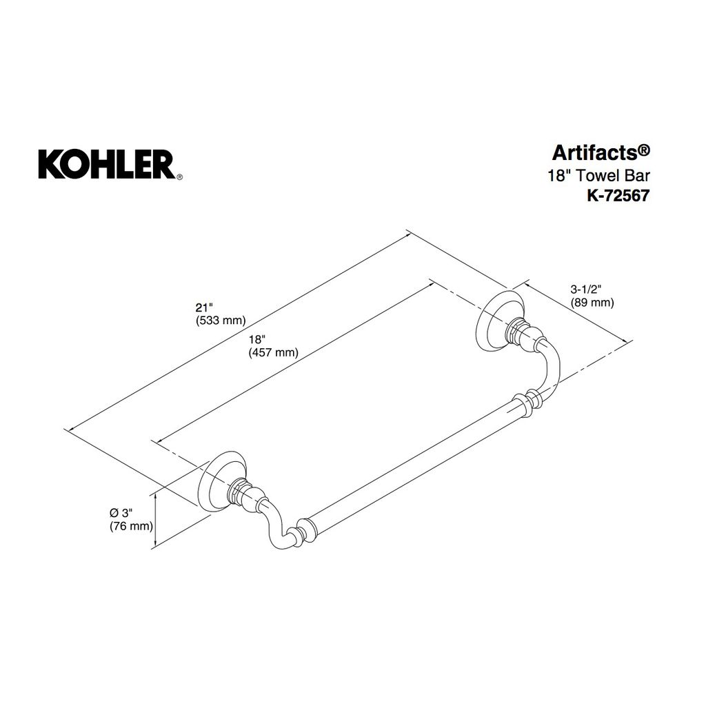 Kohler 72567-BV Artifacts 18 Towel Bar 2