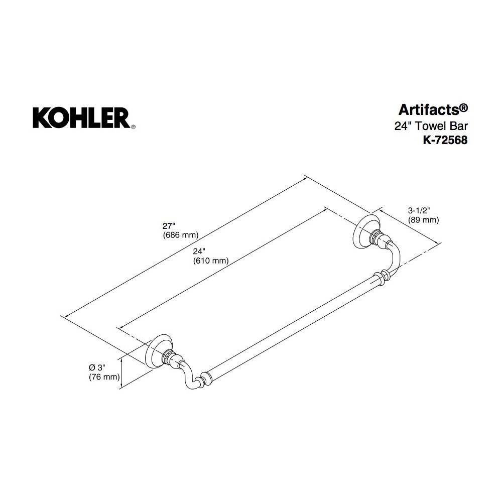 Kohler 72568-2BZ Artifacts 24 Towel Bar 2