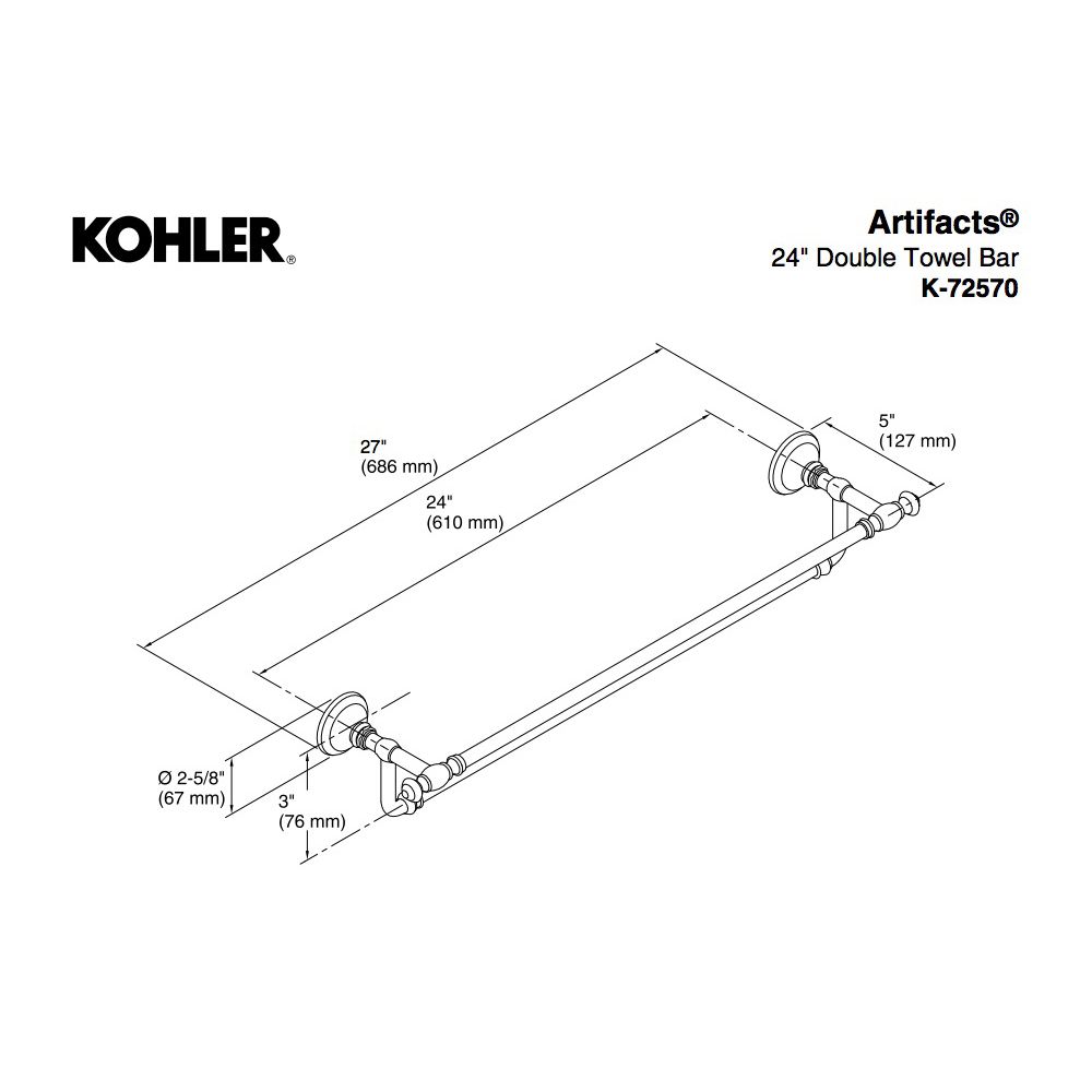 Kohler 72570-BN Artifacts 24 Double Towel Bar 2