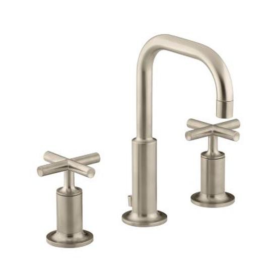 Kohler 14406-3-BV Purist Widespread Lavatory Faucet With Low Gooseneck Spout And Low Cross Handles 1