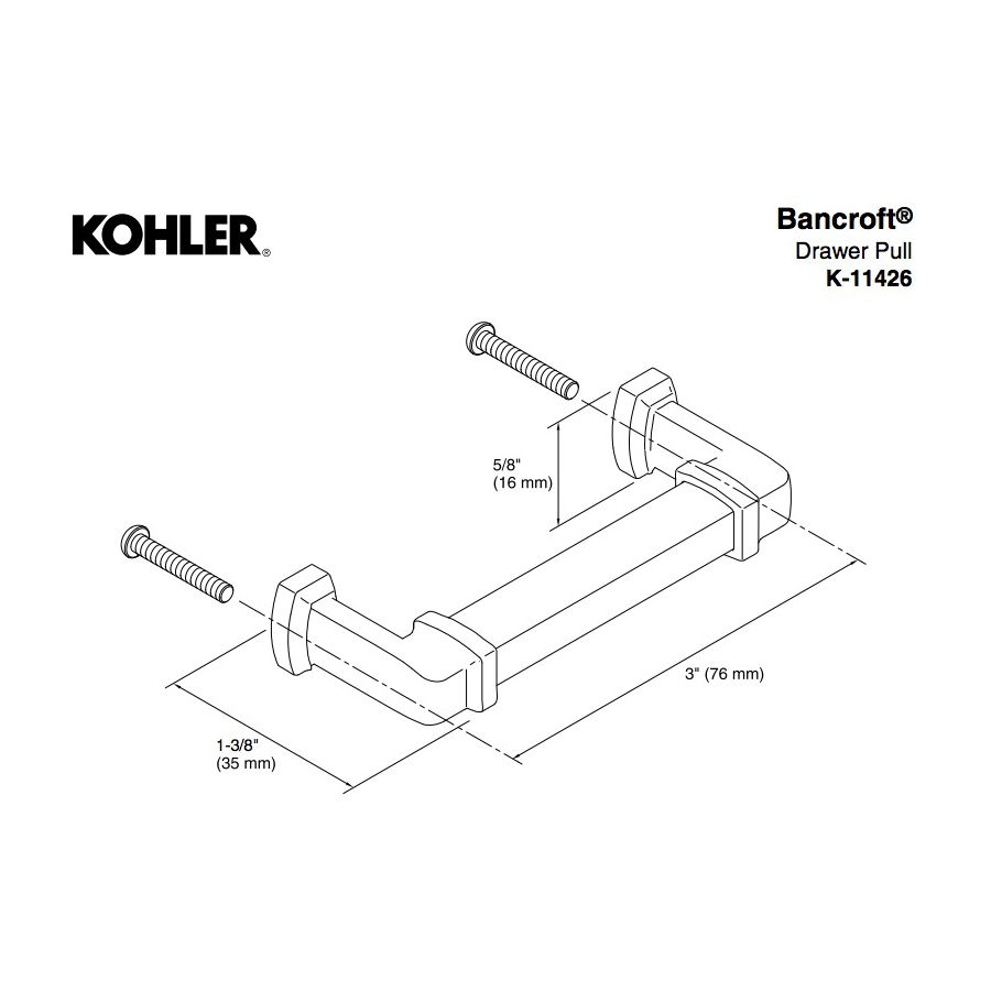 Kohler 11426-BN Bancroft Drawer Pull 2