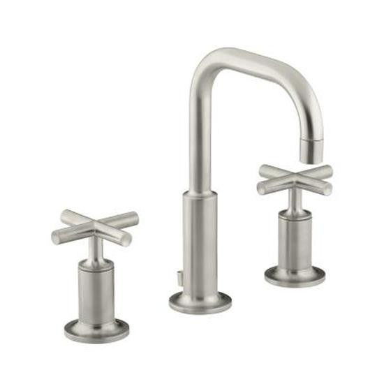 Kohler 14406-3-BN Purist Widespread Lavatory Faucet With Low Gooseneck Spout And Low Cross Handles 1