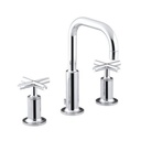 Kohler 14406-3-CP Purist Widespread Lavatory Faucet With Low Gooseneck Spout And Low Cross Handles 1