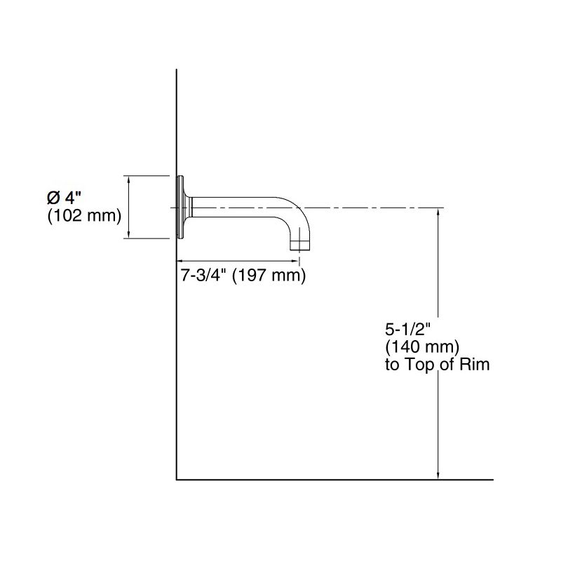 Kohler 14427-BV Purist Wall-Mount Non-Diverter Bath Spout 90-Degrees 2