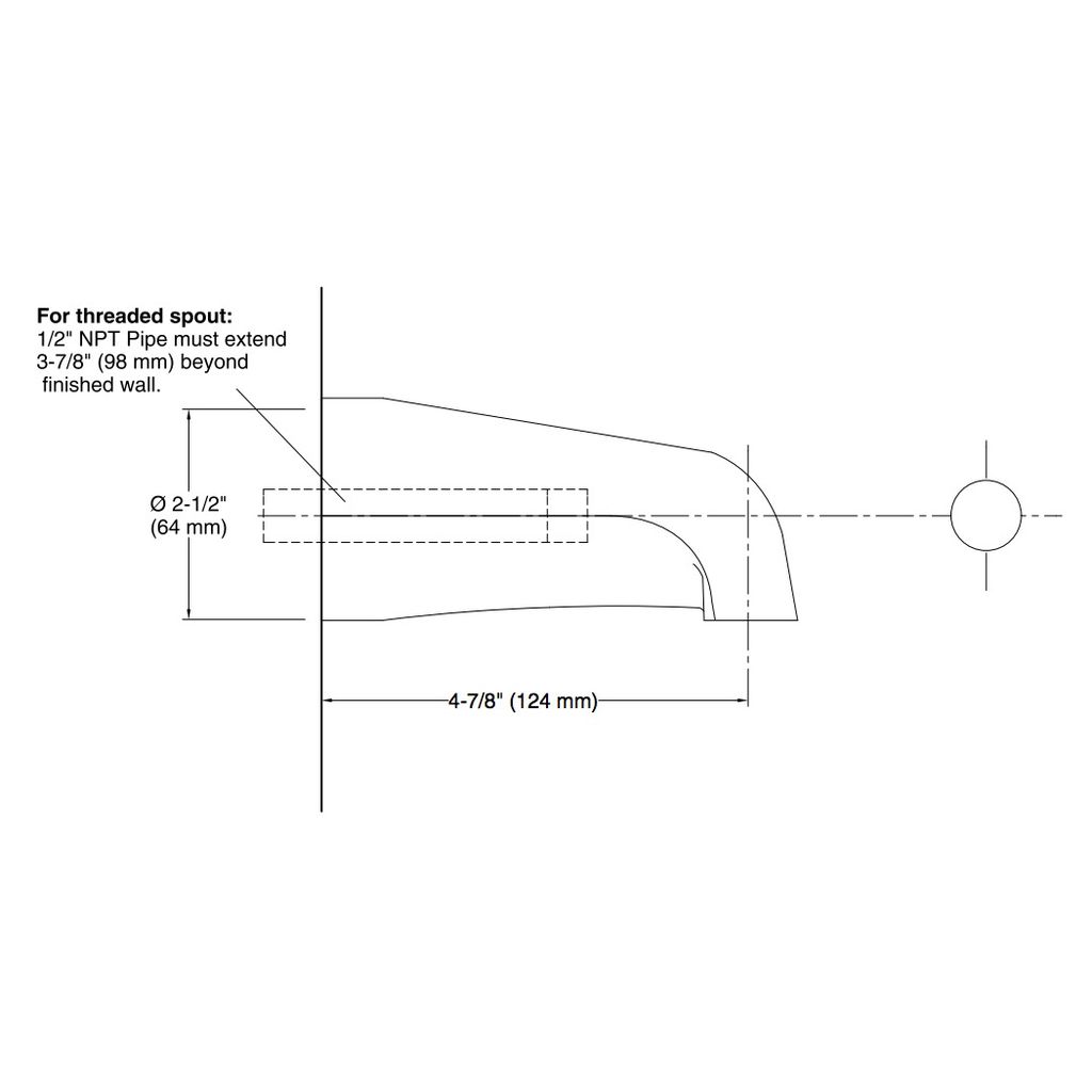 Kohler 15135-PB Coralais 4-7/8 Non-Diverter Bath Spout With Npt Connection 2