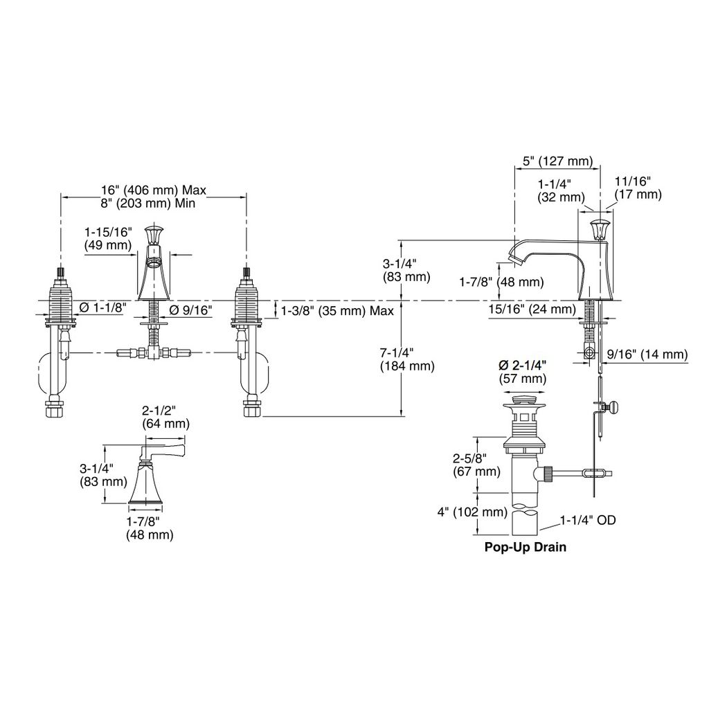 Kohler 454-4V-BN Memoirs Stately Widespread Lavatory Faucet With Deco Lever Handles 2