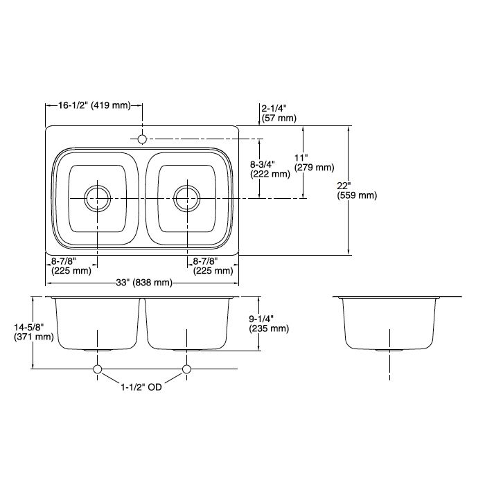 Kohler 5267-1-NA Verse Top Mount Double Equal Bowl Kitchen Sink 2