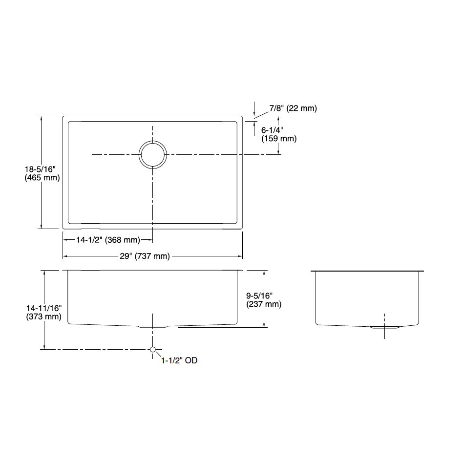 Kohler K-5409-NA Strive 29 Single Basin Undermount