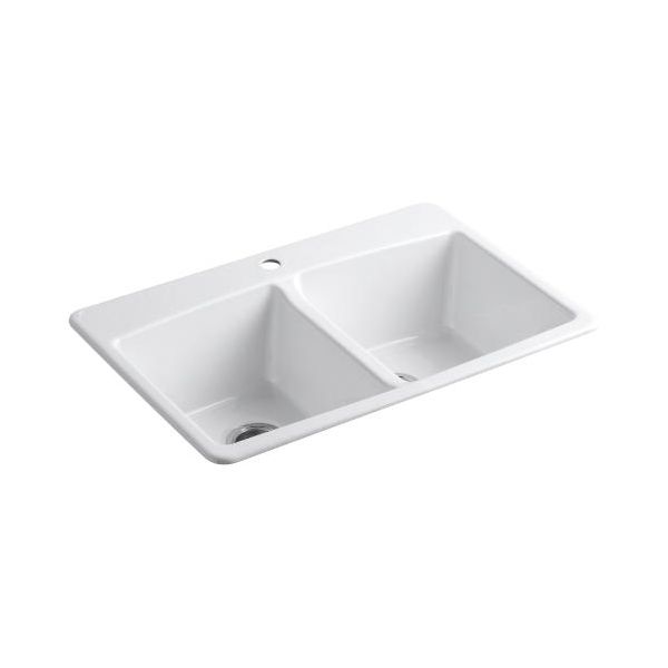 Kohler 5846-1-0 Brookfield 33 X 22 X 9-5/8 Top-Mount Double-Equal Kitchen Sink 1