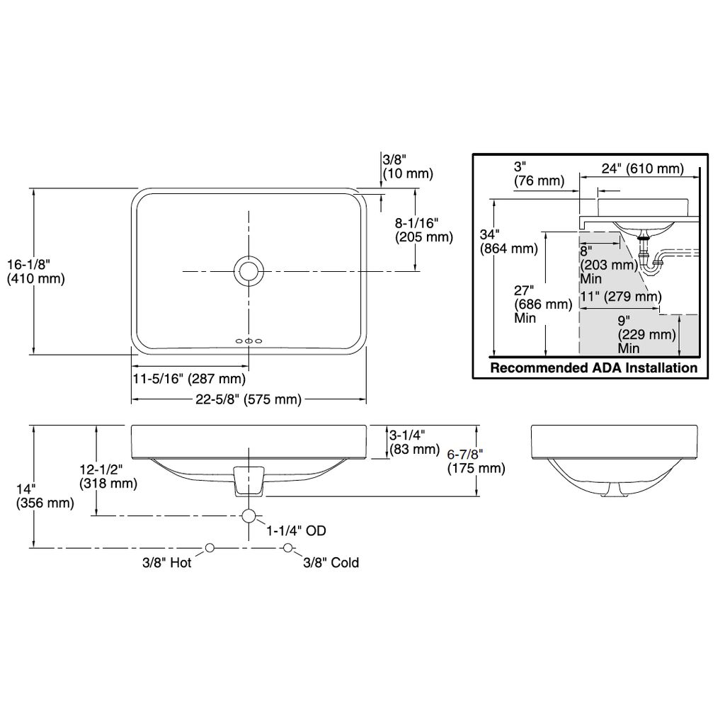 Kohler 5373-0 Vox Rectangle Vessel Bathroom Sink 2