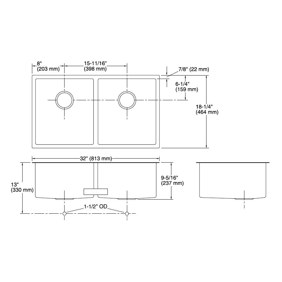 Kohler 5281-NA Strive 32 x 18 Undermount Double Kitchen Sink 2