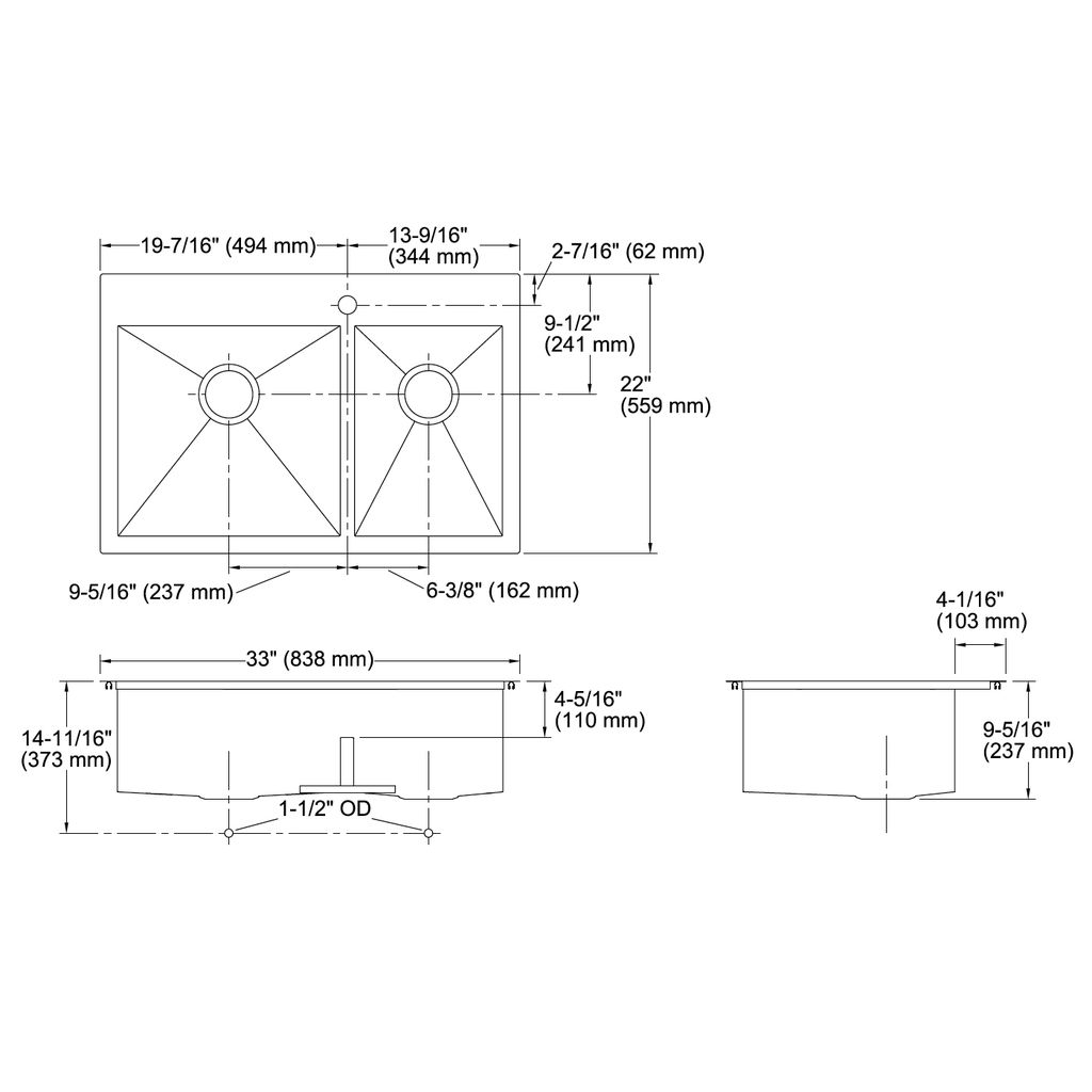 Kohler 3839-1-NA Vault 33 x 22 Undermount Double Kitchen Sink 2