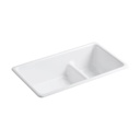 Kohler 6625-0 Iron/Tones 33 X 18-3/4 X 9-5/8 Top-/Under-Mount Smart Divide Large/Medium Double-Bowl Kitchen Sink 1