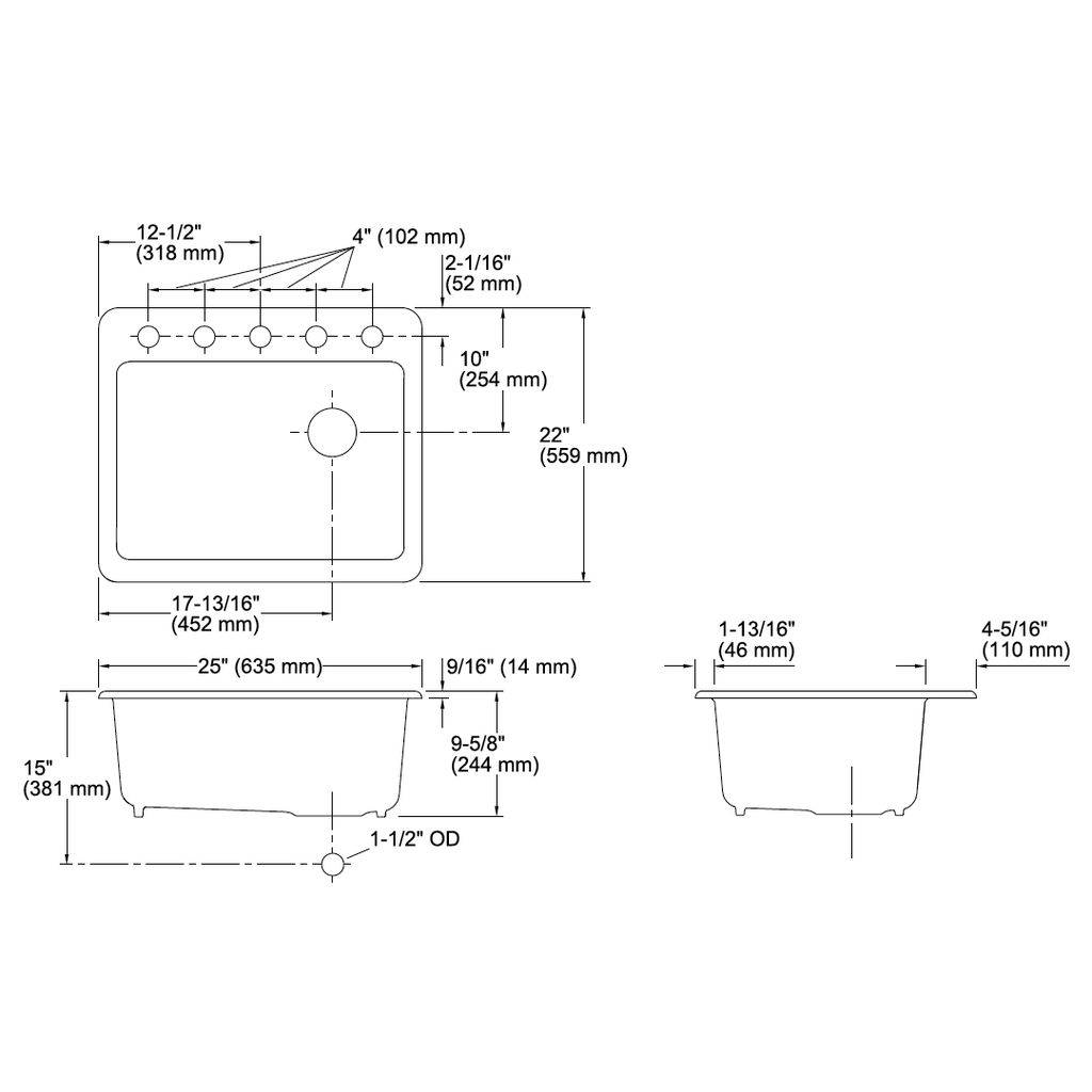 Kohler 5872-5UA1-0 Riverby 25 X 22 X 9-5/8 Undermount Single-Bowl Kitchen Sink With Sink Rack 2