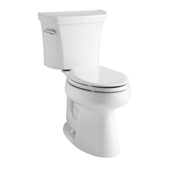 Kohler 3999-T-0 Highline Comfort Height Two-Piece Elongated 1.28 Gpf Toilet With Class Five Flush Technology Left-Hand Trip Lever And Tank Cover Locks 3