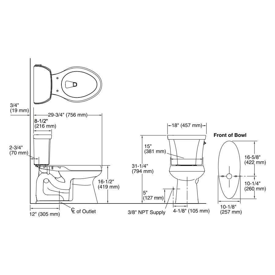 Kohler 3989-RA-0 Highline Comfort Height Two-Piece Elongated Dual-Flush Toilet With Class Five Flush Technology And Right-Hand Trip Lever 2