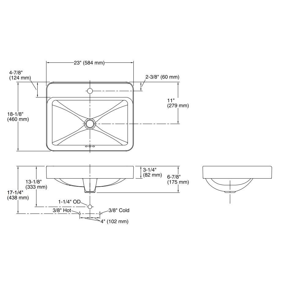 Kohler 2660-1-0 Vox Rectangle Vessel Bathroom Sink With Single Faucet Hole 2