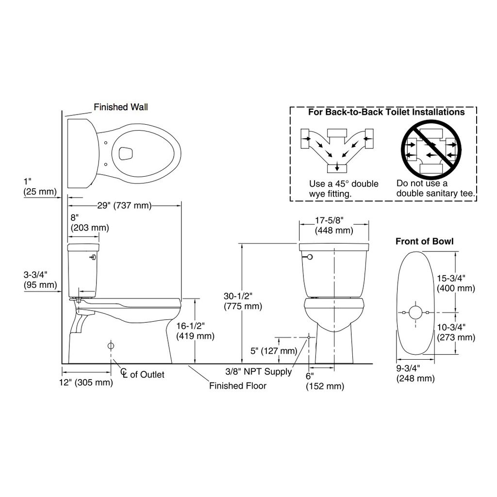 Kohler 5310-NY Cimarron Comfort Height Two-Piece Elongated 1.28 Toilet With Skirted Trapway And Left-Hand Trip Lever 2