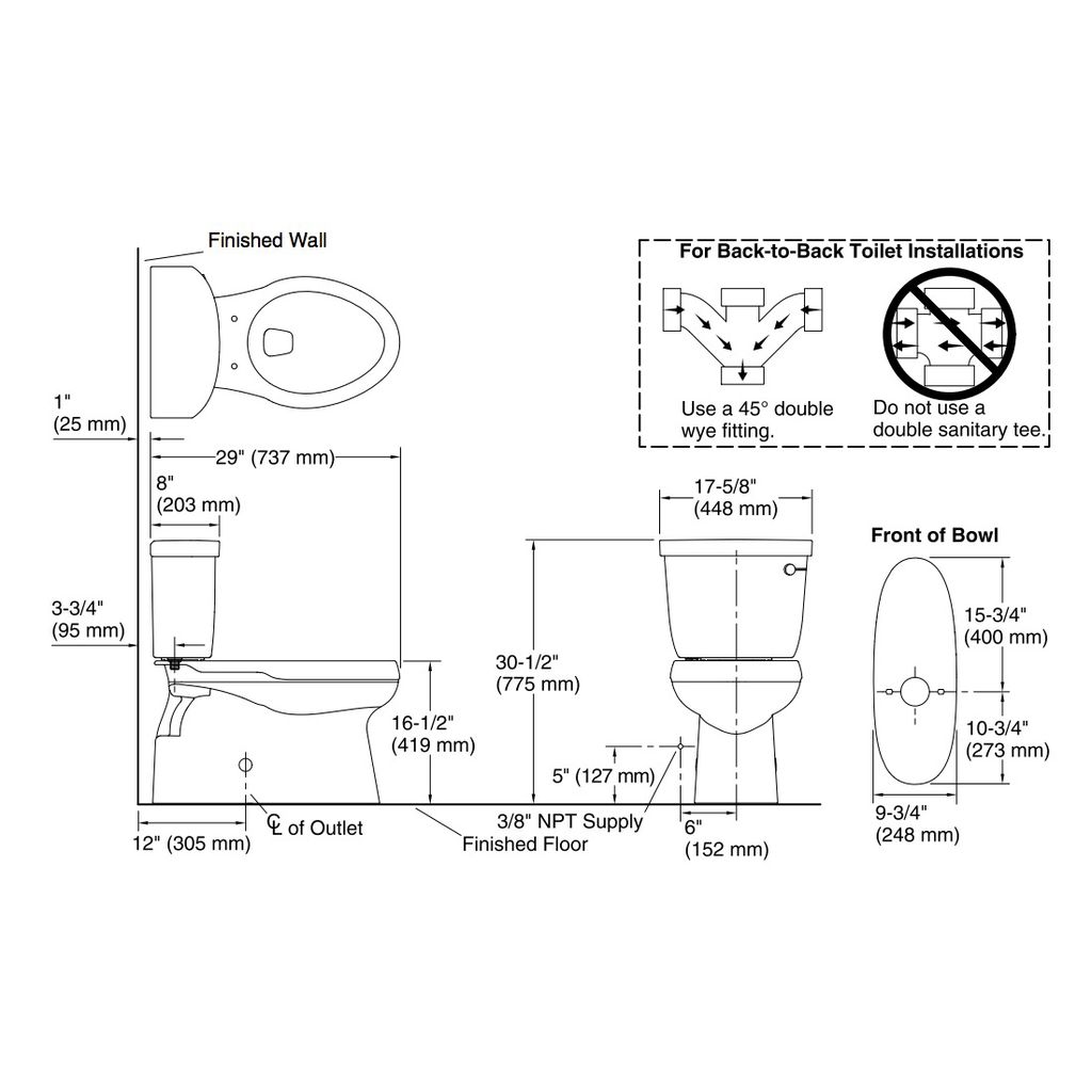 Kohler 5310-RA-0 Cimarron Comfort Height Two-Piece Elongated 1.28 Gpf Toilet With Skirted Trapway And Right-Hand Trip Lever 2