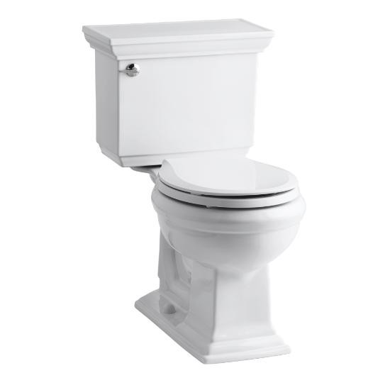 Kohler 3933-0 Memoirs Stately Comfort Height Two-Piece Round-Front 1.28 Gpf Toilet With Aquapiston Flush Technology And Left-Hand Trip Lever 1