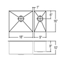 Julien 003659 Urbanedge Sink Undermount Double L18X16X10 R9X16X8 2