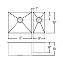 Julien 003658 Urbanedge Sink Undermount Double L18X16X10 R12X16X8 2