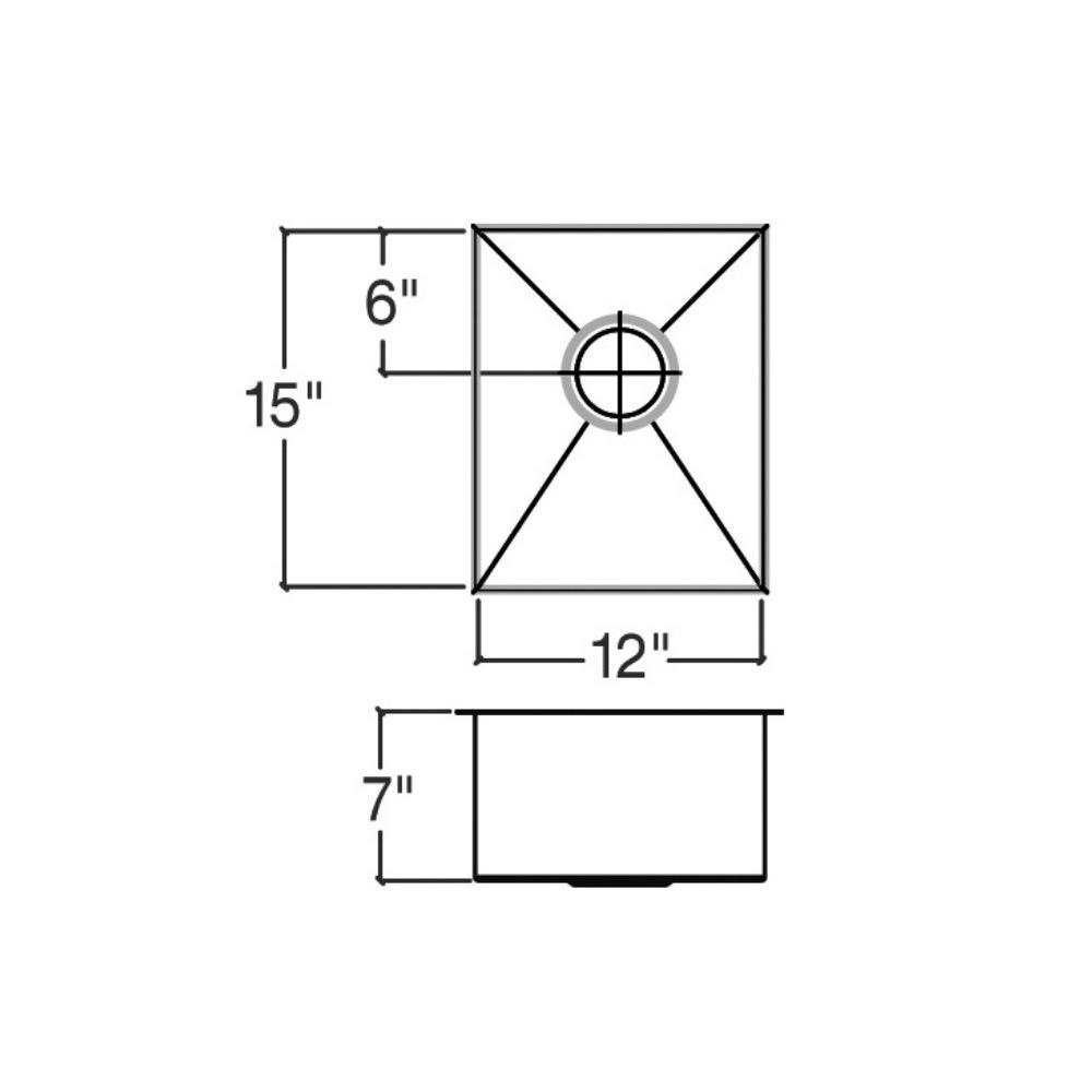 Julien 003943 J7 Bar Sink Undermount 2In Drain Single 12X15X7 2