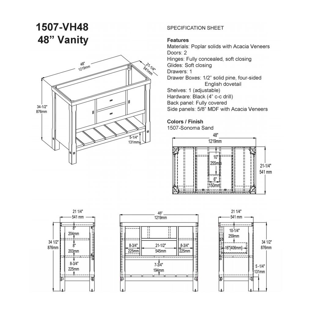 Fairmont Designs 1507-VH48 Napa 48&quot; Open Shelf Vanity Sonoma Sand 2