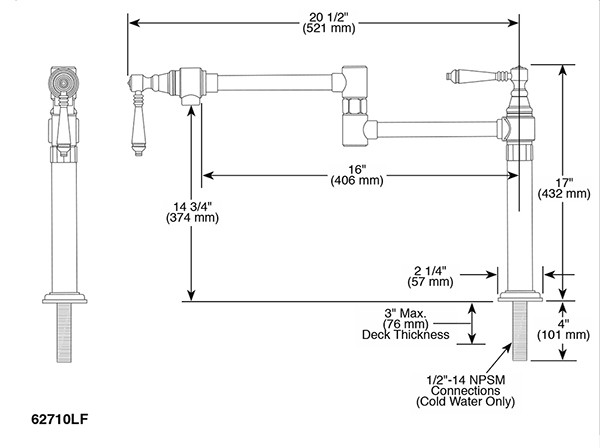 Brizo 62710LF Traditional Deck Mount Pot Filler 2