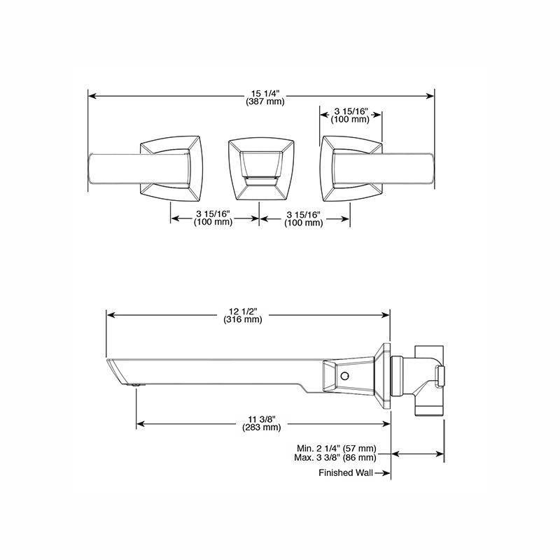 Brizo T70488 Vettis Two Handle Wall Mount Tub Filler Chrome 2