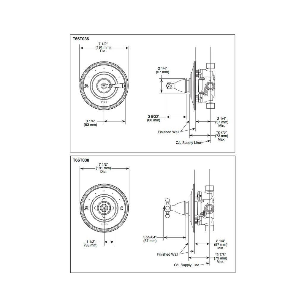 Brizo T66T036 Tresa Sensori Thermostatic Valve Trim Polished Nickel 2