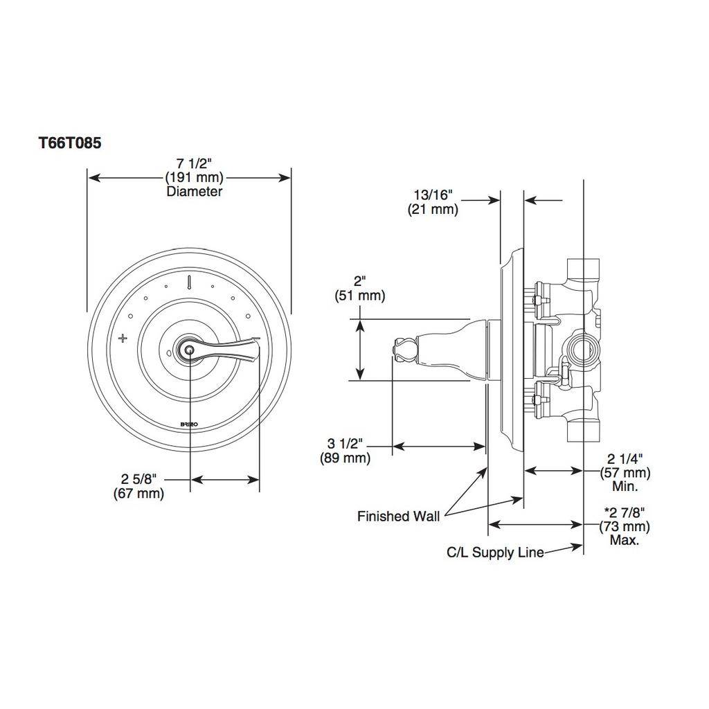 Brizo T66T085 Charlotte Thermostatic Valve Trim Cocoa Bronze Polished Nickel 2