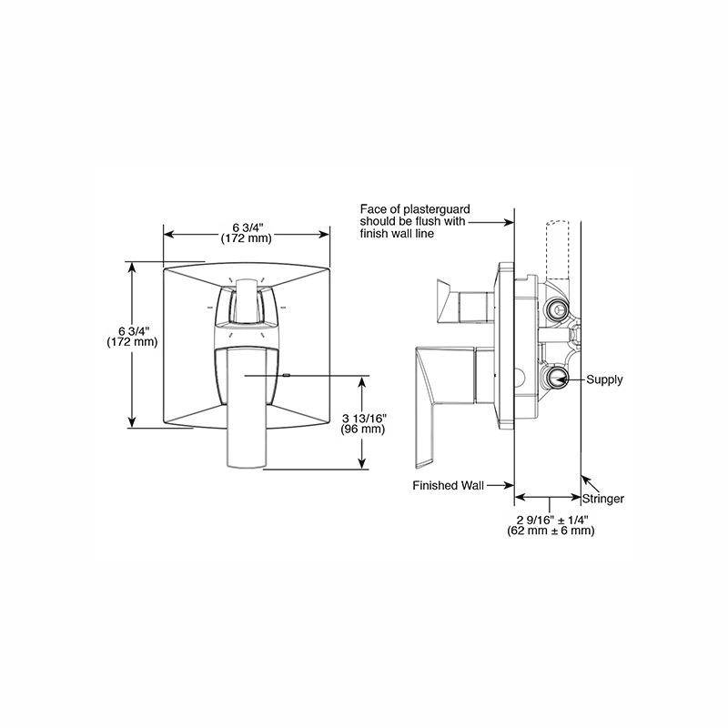 Brizo T75688 Vettis Thermostatic Valve 6 Setting Diverter Trim Matte Black 2